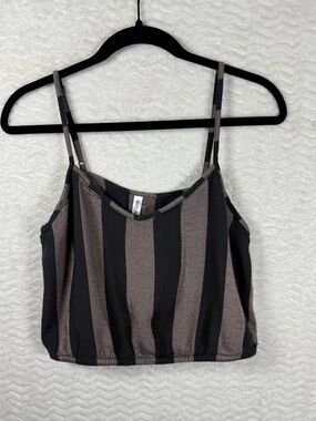 RVCA Black & Taupe Striped Cropped Tank Top. My fav brand 🧡